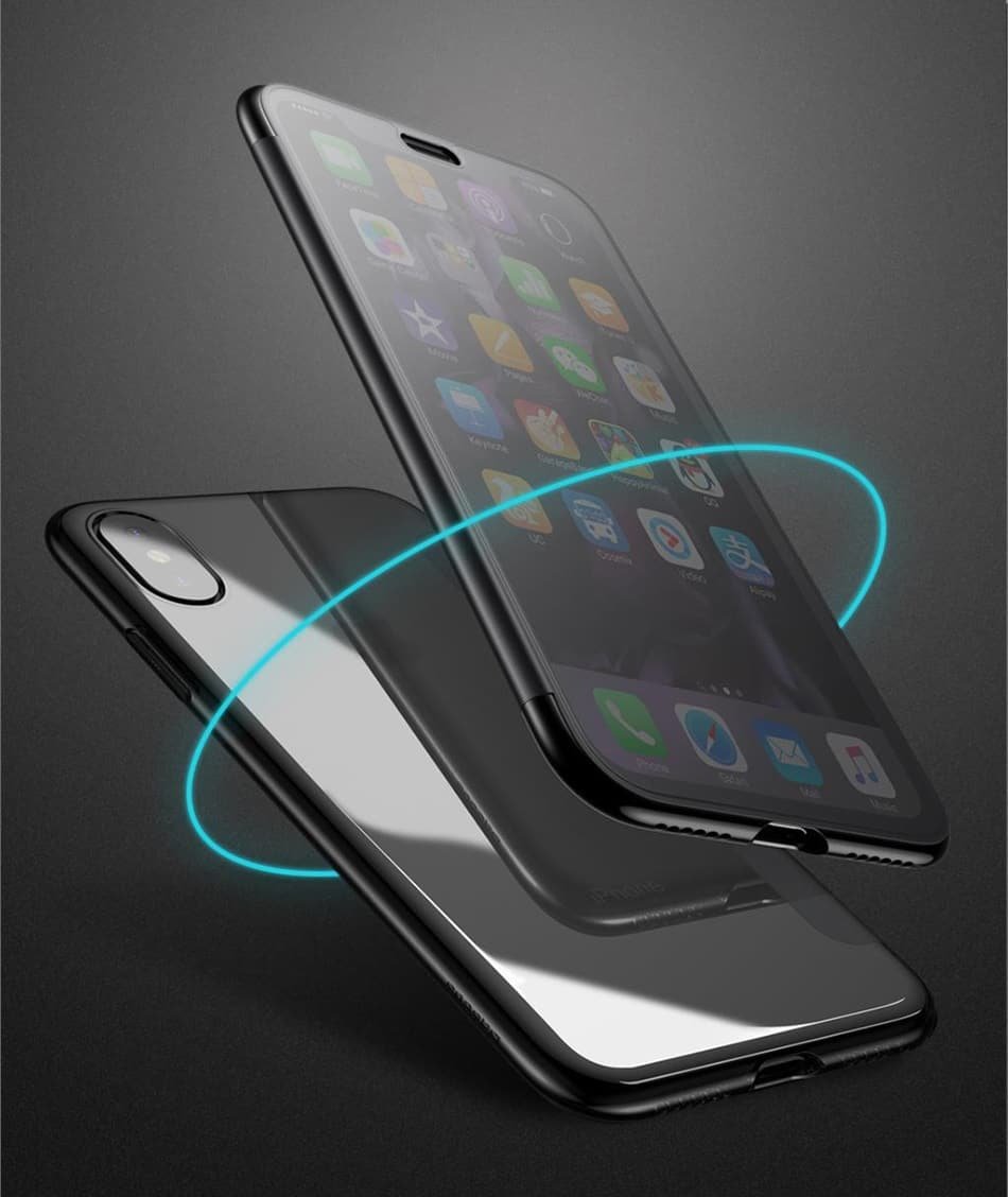 Funda Baseus Iphone X Gel con Cristal Templado.