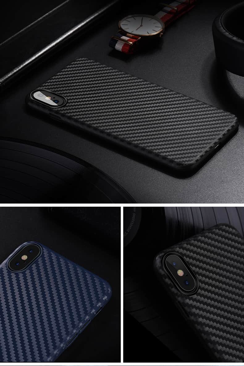 Funda FIbra Carbono Iphone X Flexible Blanca.