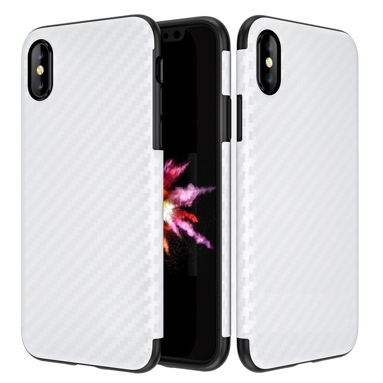 Funda FIbra Carbono Iphone X Flexible Blanca.
