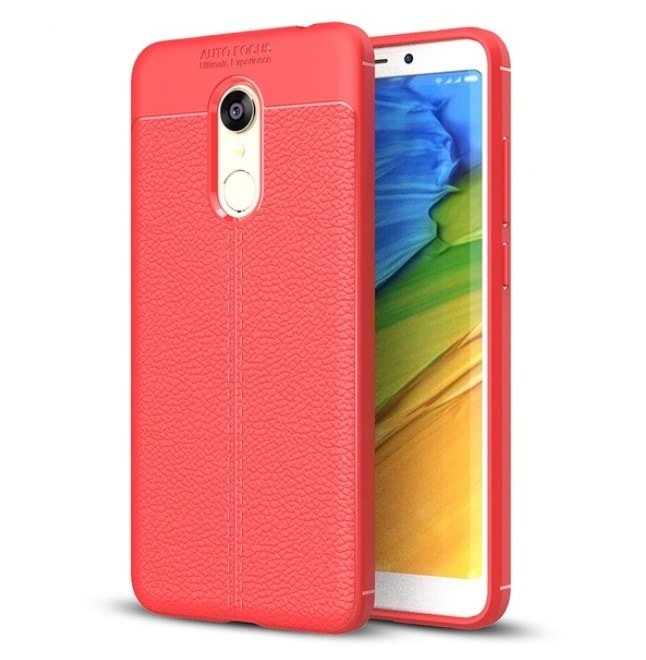 Funda Xiaomi Redmi 5 Plus Tpu Cuero 3D Roja