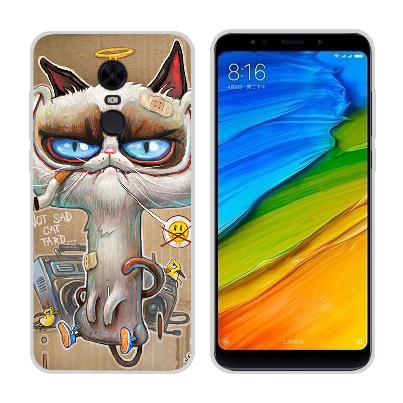 Funda Xiaomi Redmi 5 Plus Gel Dibujo Gato Feo