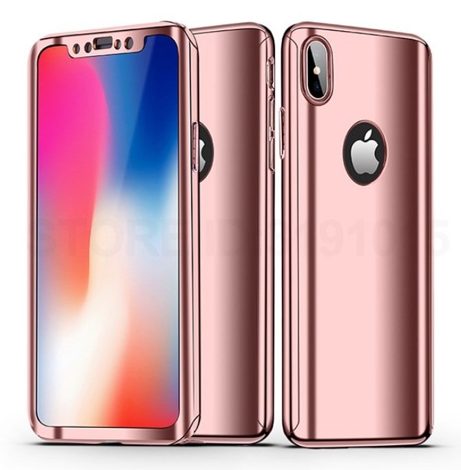 Funda Iphone X Aluminio 360 Completa oro rosa