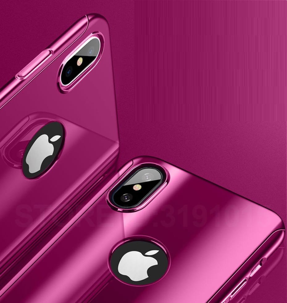 Funda Iphone X Aluminio 360 Completa fucsia