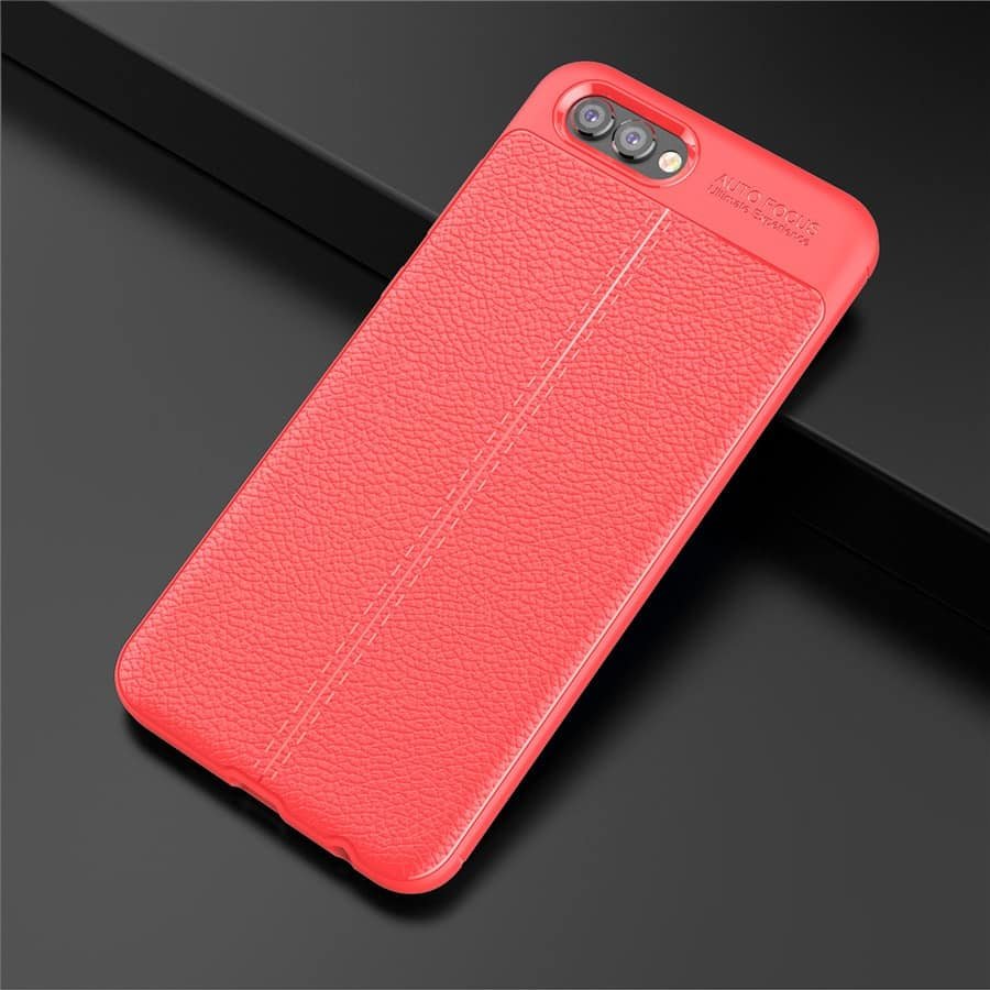 Funda Honor View 10 Gel Cuero 3D roja
