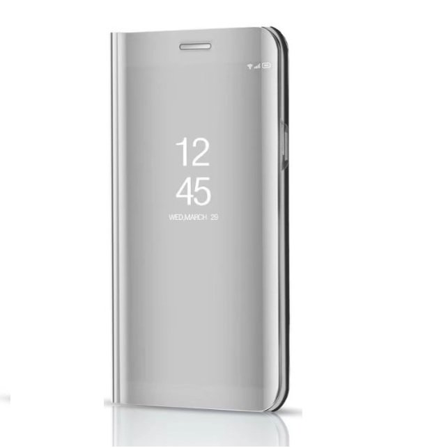 Funda Libro Ventana Translucida Galaxy A8 2018 Lite gris plata