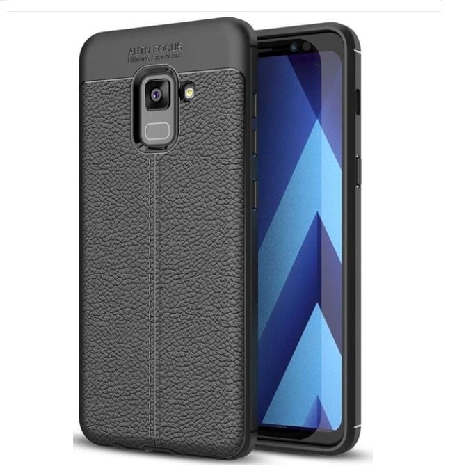 Funda Galaxy A8 2018 Gel Cuero 3D Negra.