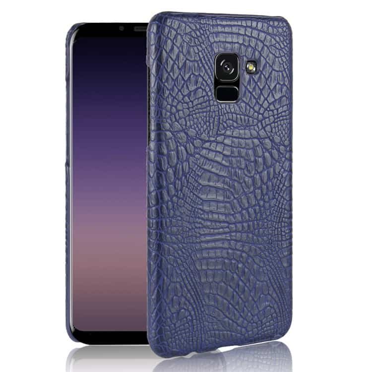 Funda carcasa cuero cocrodilo Azul Samsung Galaxy A8 Plus 2018