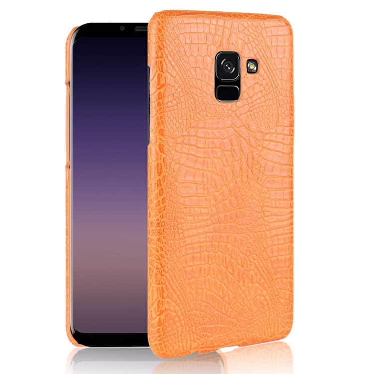 Funda carcasa cuero cocrodilo Naranja Samsung Galaxy A8 Plus 2018