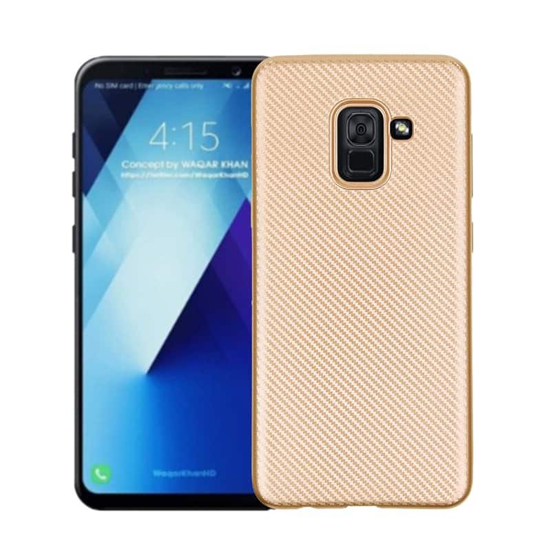 Funda Samsung Galaxy A8 2018 Gel Carbono Dorada