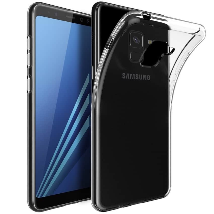 Funda Gel Samsung Galaxy A8 2018 Transparente Fexible y lavable.