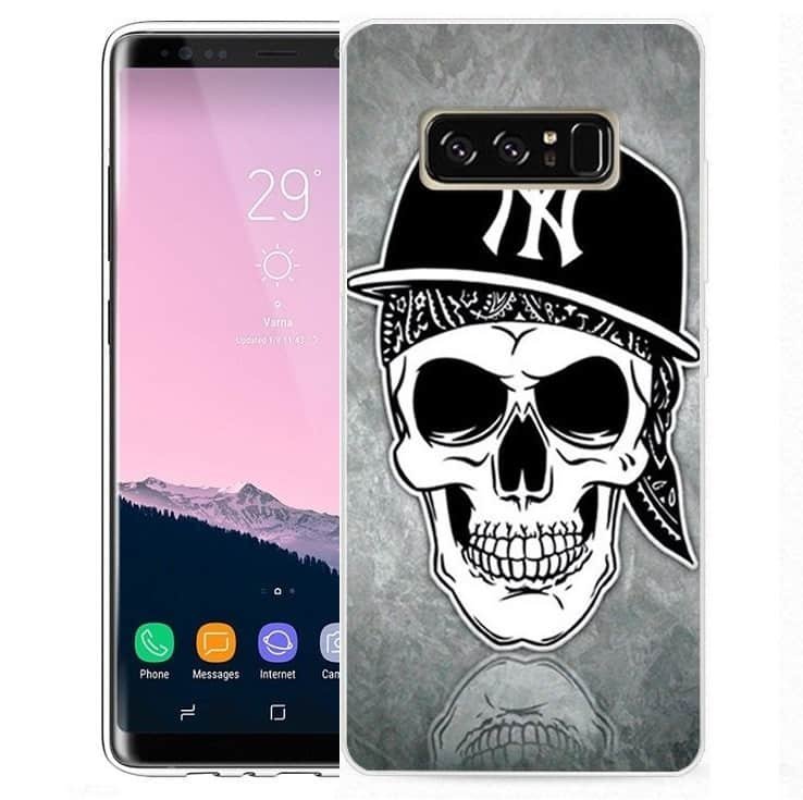 Funda Samsung Galaxy Note 8 Gel Dibujo Calavera Yankee NY Indestructible de alta calidad.