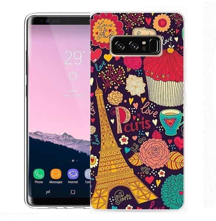 Funda Samsung Galaxy Note 8 Gel Dibujo Torre Eiffel Indestructible de alta calidad.