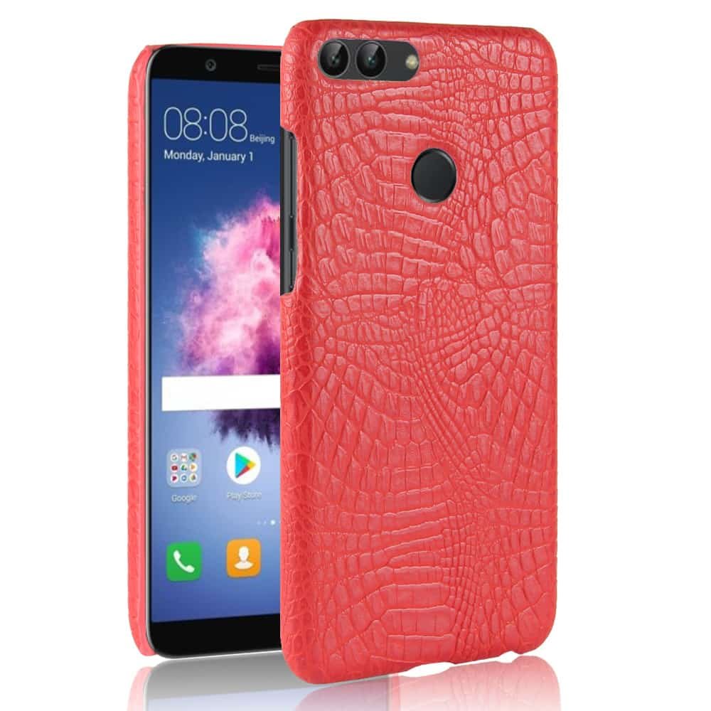 Funda carcasa cuero cocrodilo Roja Huawei P Smart