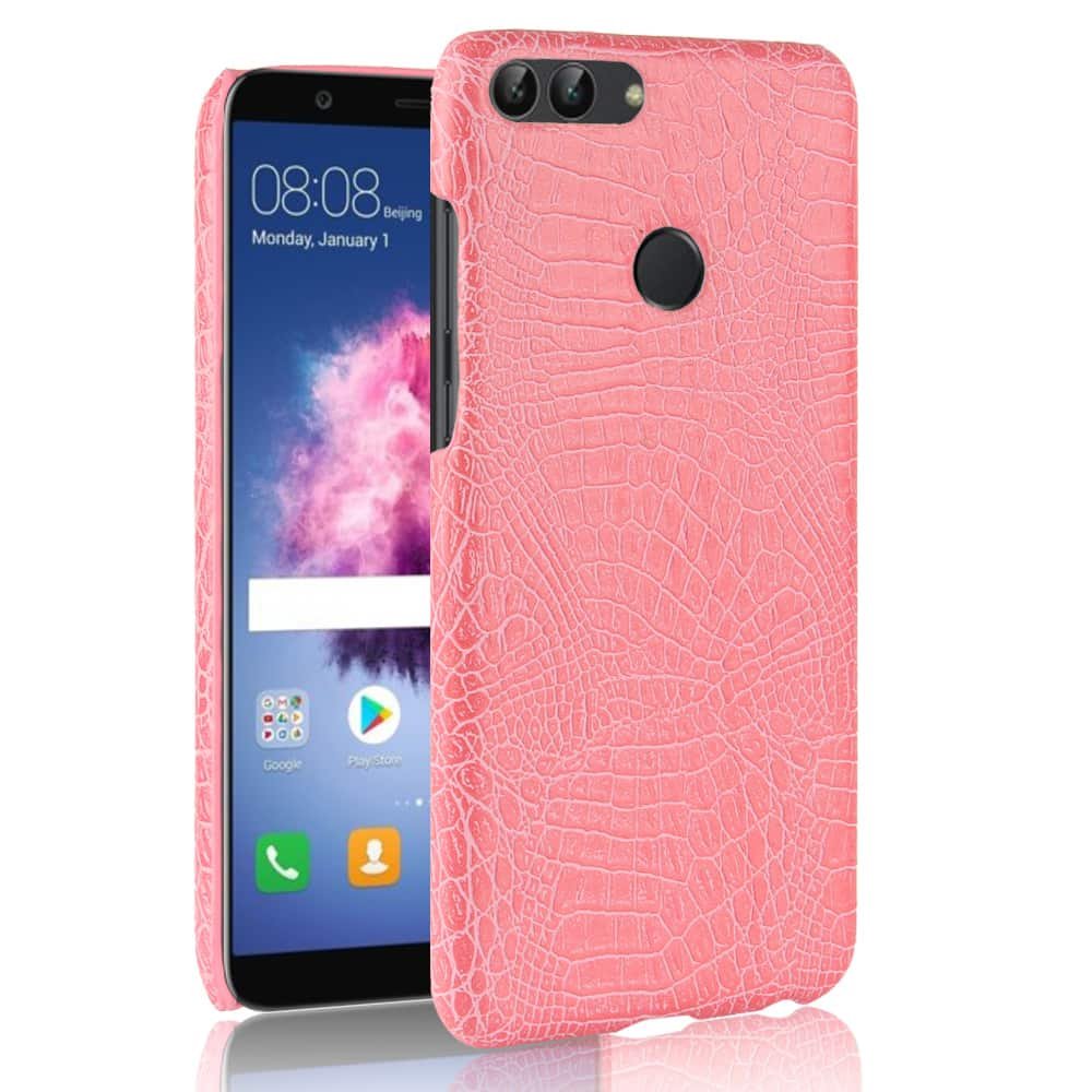 Funda carcasa cuero cocrodilo Rosa Huawei P Smart