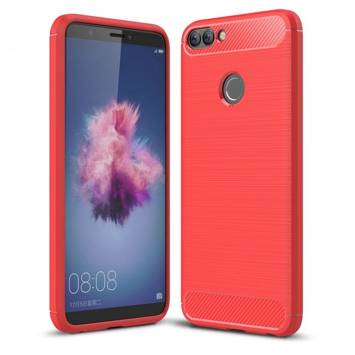 funda gel tpu cepillada Roja Huawei P Smart