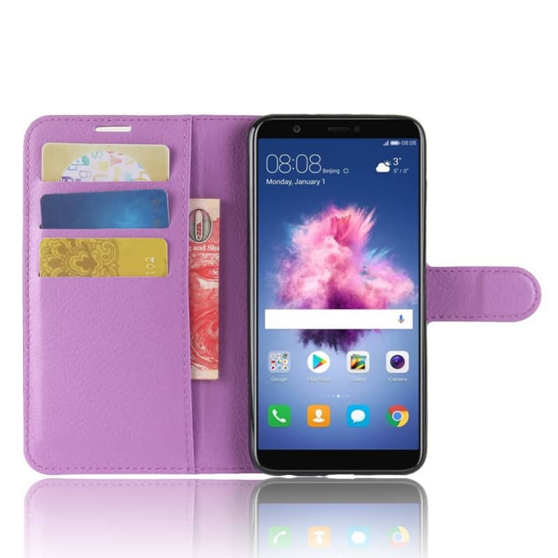 Funda cuero Flip Huawei P Smart violeta