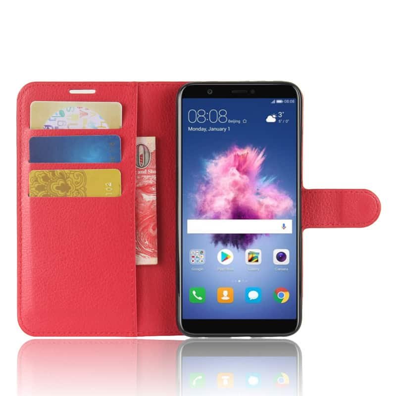 Funda cuero Flip Huawei P Smart roja