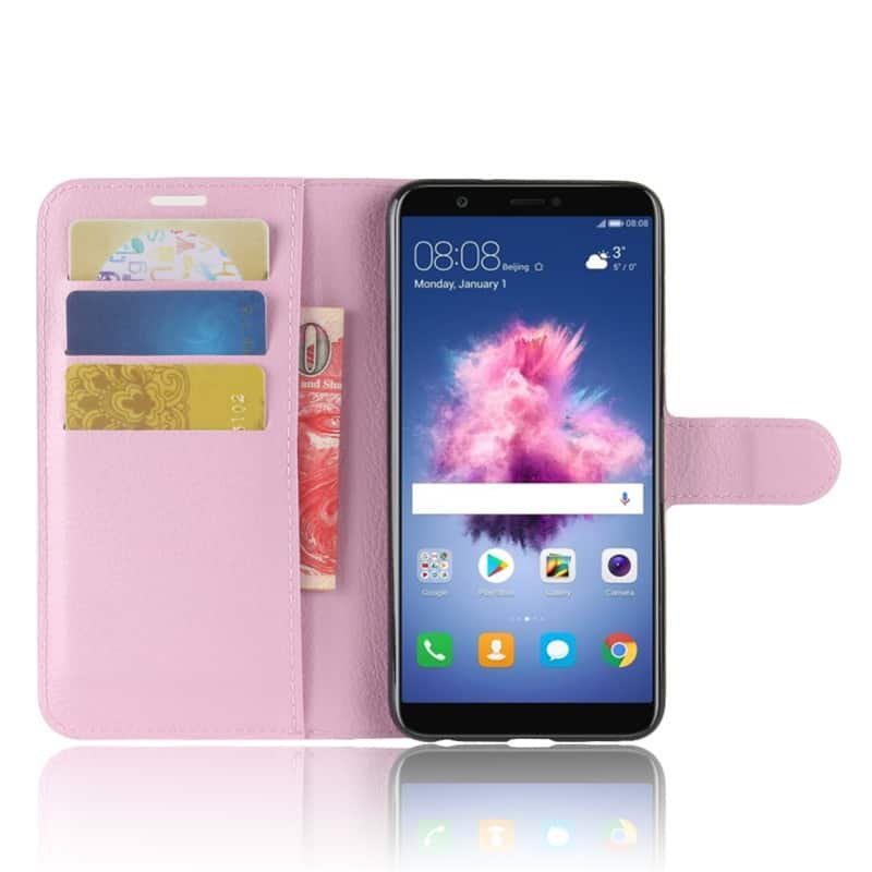 Funda cuero Flip Huawei P Smart rosa