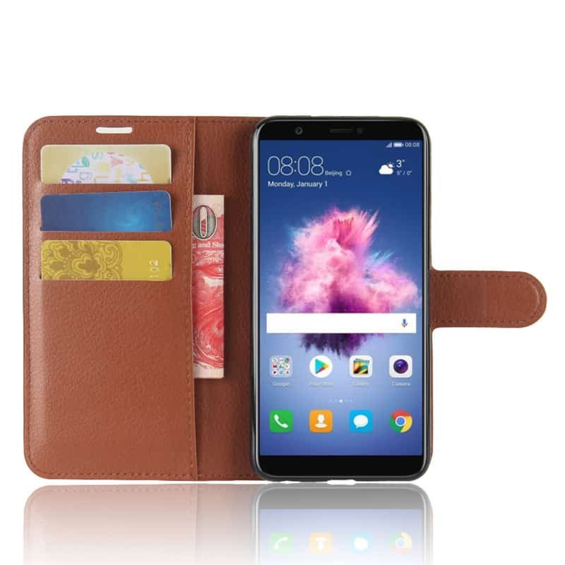 Funda cuero Flip Huawei P Smart marron