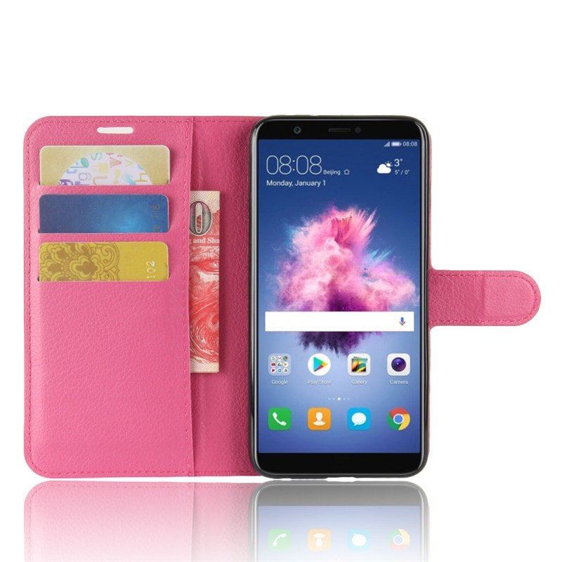 Funda cuero Flip Huawei P Smart fucsia