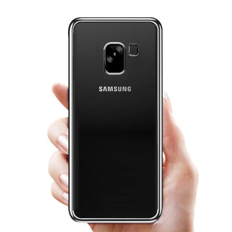 Funda Gel Samsung Galaxy A8 2018 con Borde Gris