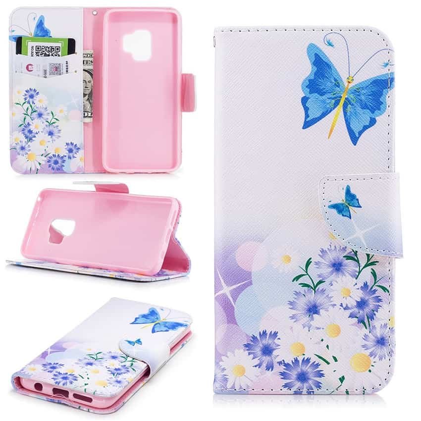 Funda Libro Samsung Galaxy S9 Soporte Dibujo MARIPOSA AZUL
