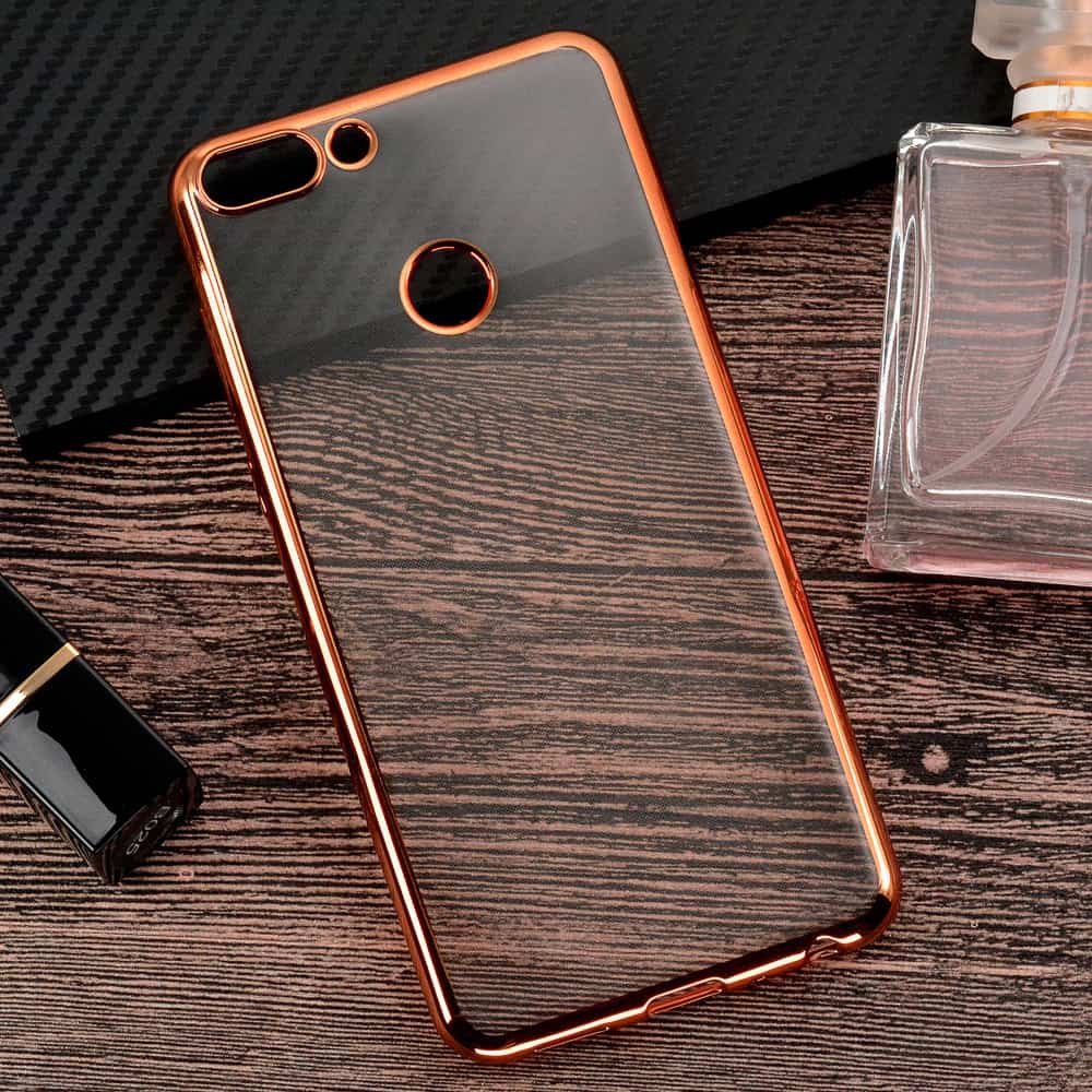 Funda Huawei P Smart Gel Transparente con bordes Oro Rosa