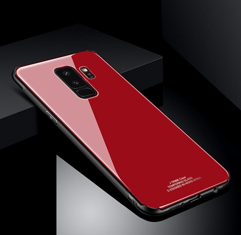 Funda Samsung Galaxy S9 Plus Silicone con trasera Cristal Templado Rojo
