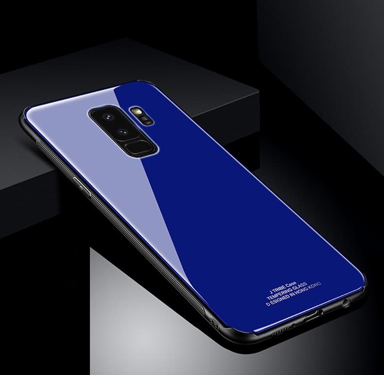 Funda Samsung Galaxy S9 Plus Silicone con trasera Cristal Templado Azul