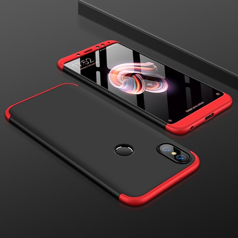 Funda 360 Xiaomi Redmi Note 5 negro y roja