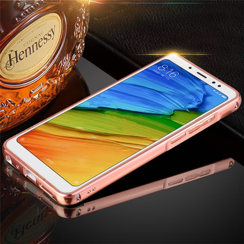 Bumper Xiaomi Redmi Note 5 Aluminio Dual Oro Rosa.