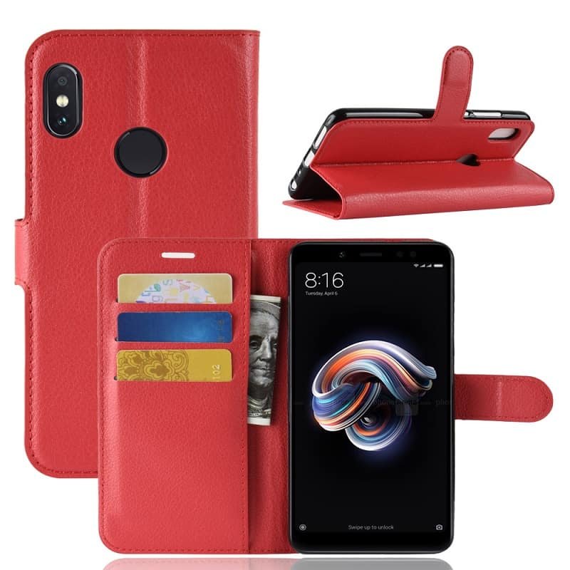 Funda Libro Xiaomi Redmi Note 5 Soporte Roja.
