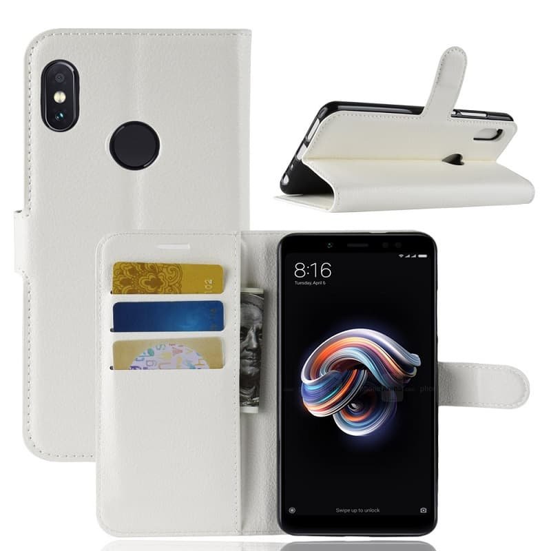 Funda Libro Xiaomi Redmi Note 5 Soporte Blanca.