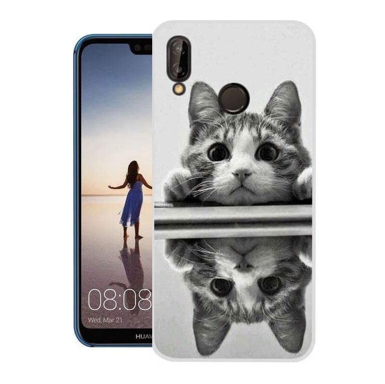 Funda Huawei P20 Lite Gel Dibujo Gato alta calidad.