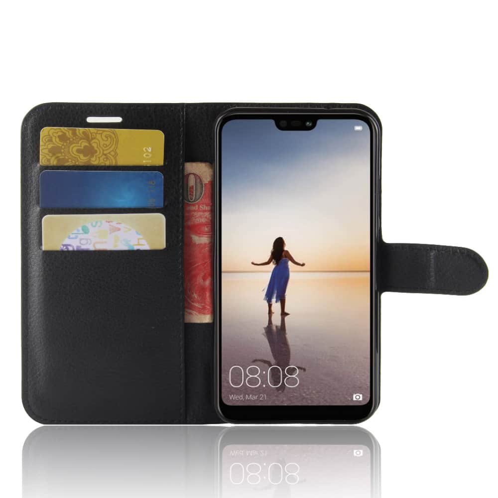 Funda cuero Flip Huawei P20 Lite Negra