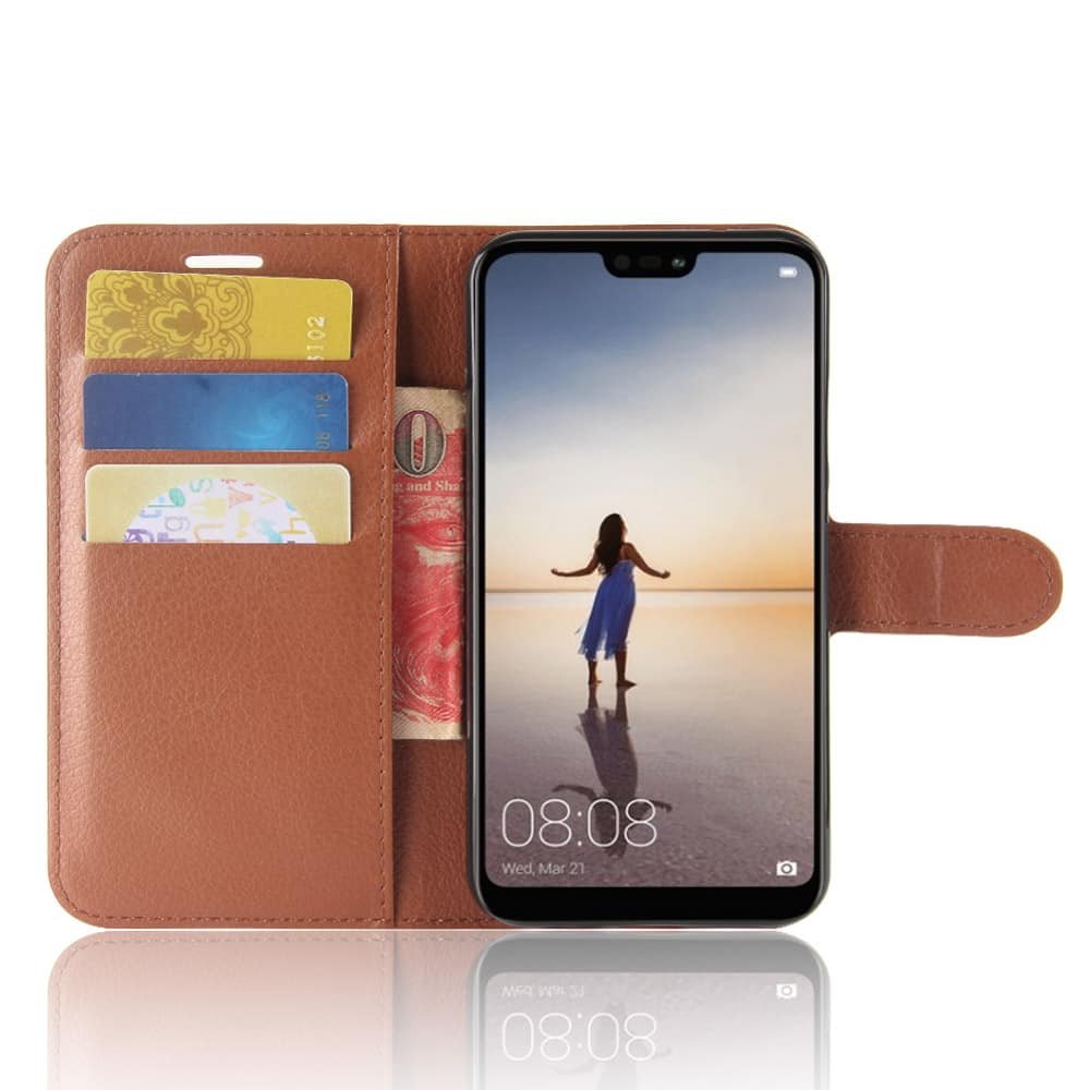 Funda cuero Flip Huawei P20 Lite Marron