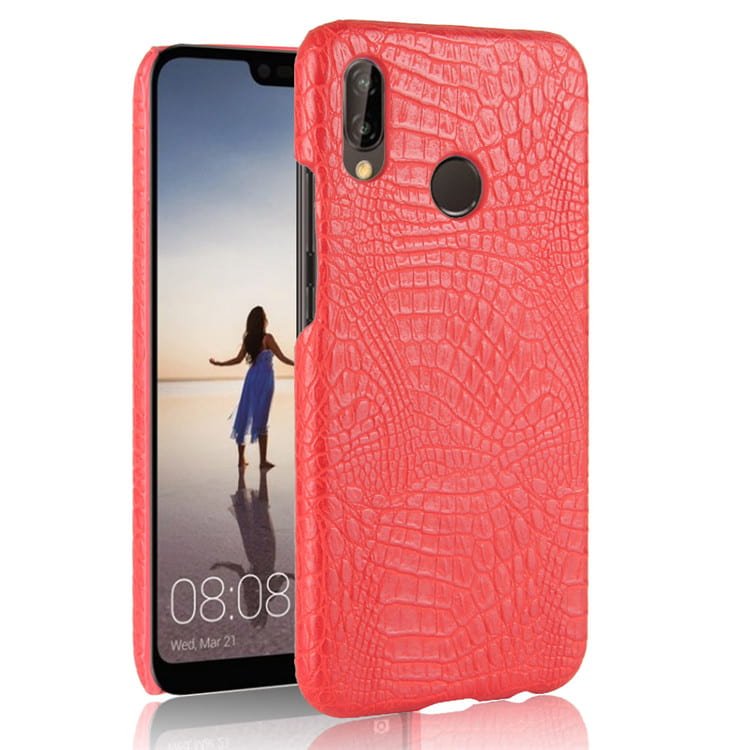 Funda carcasa cuero cocrodilo Roja Huawei P20 Lite