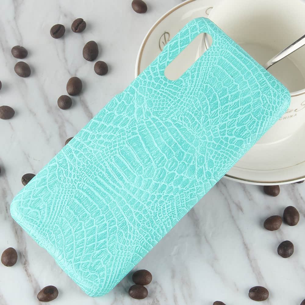 Funda carcasa cuero cocrodilo turquesa Huawei P20