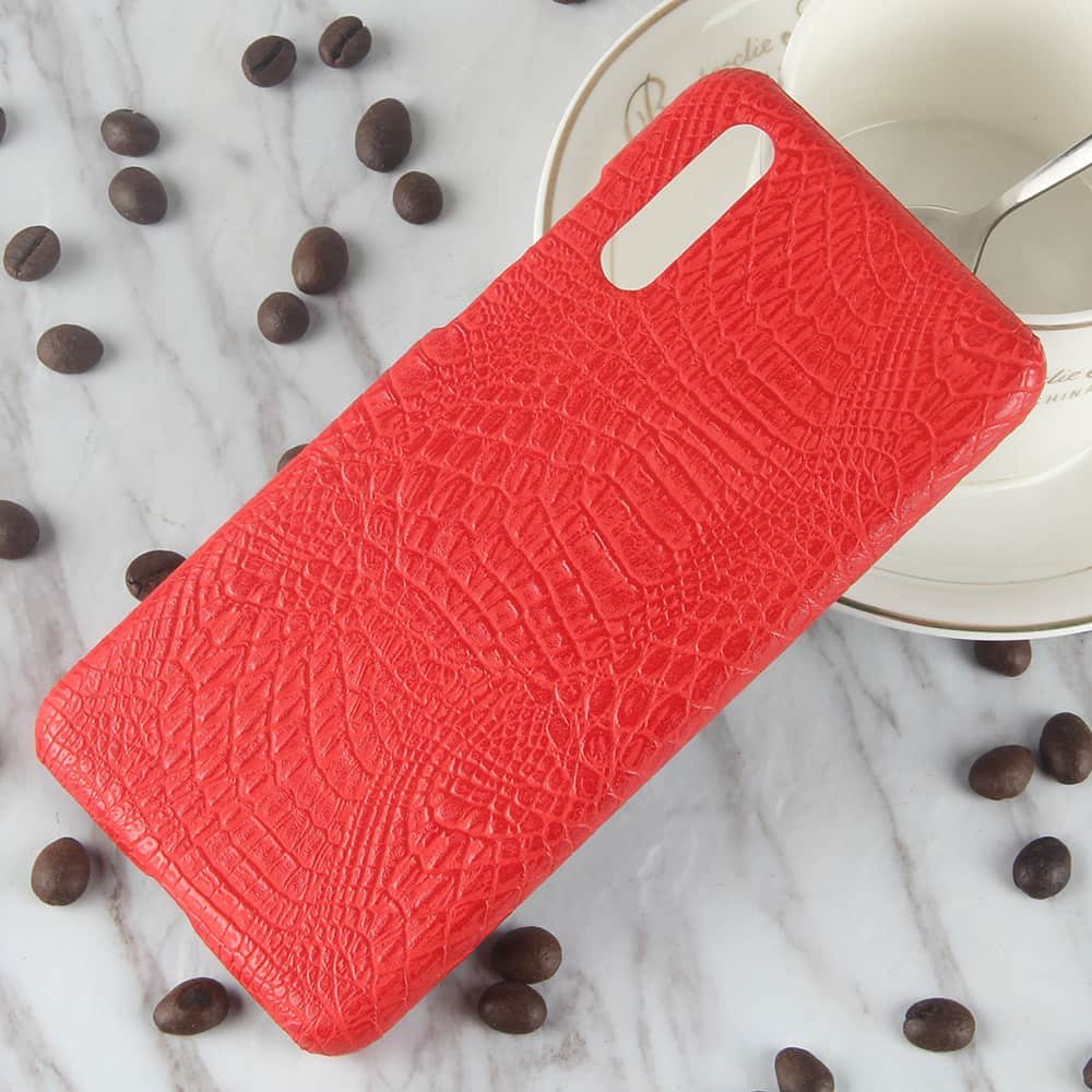 Funda carcasa cuero cocrodilo Roja Huawei P20