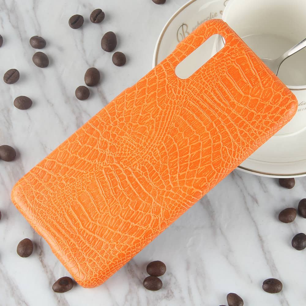 Funda carcasa cuero cocrodilo Naranja Huawei P20