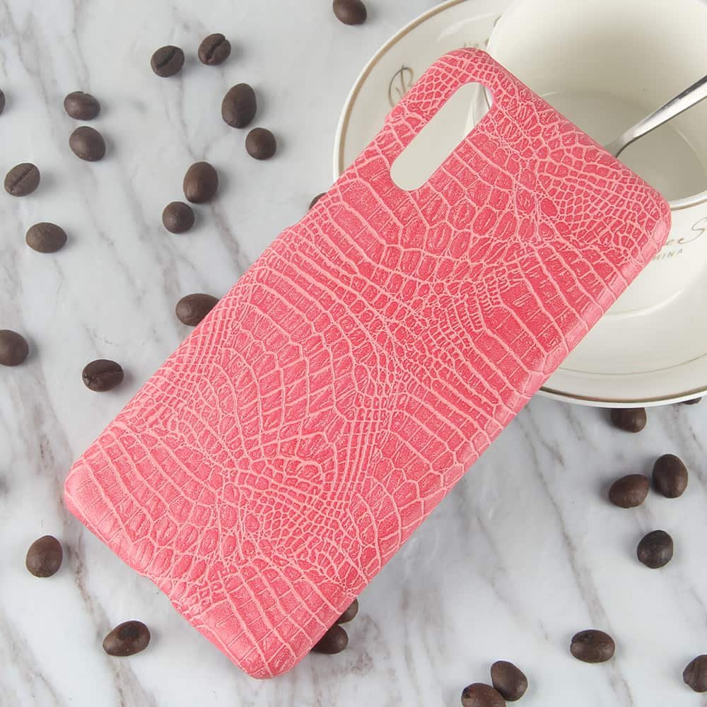 Funda carcasa cuero cocrodilo Rosa Huawei P20