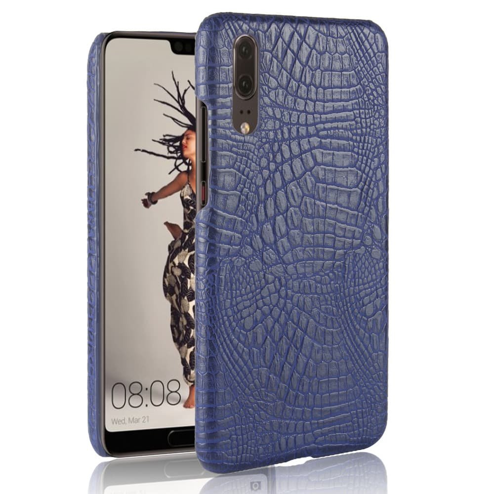 Funda carcasa cuero cocrodilo Azul Huawei P20