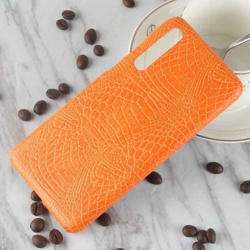 Funda carcasa cuero cocrodilo Naranja Huawei P20 Pro