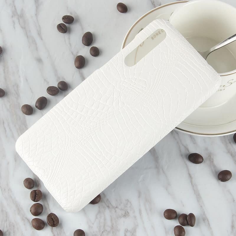 Funda carcasa cuero cocrodilo Blanca Huawei P20 Pro