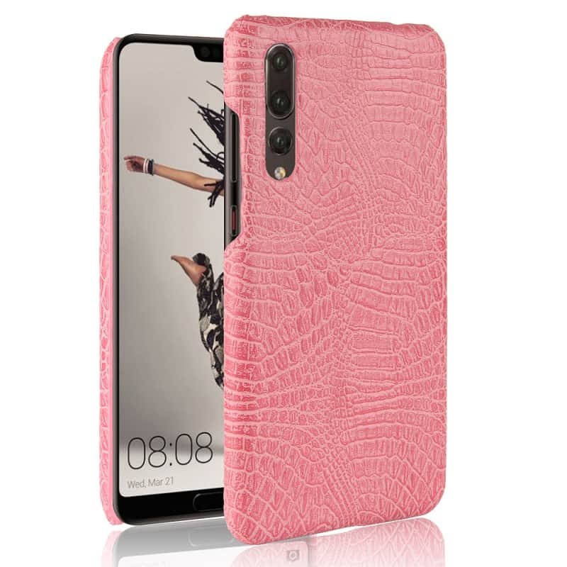 Funda carcasa cuero cocrodilo Rosa Huawei P20
