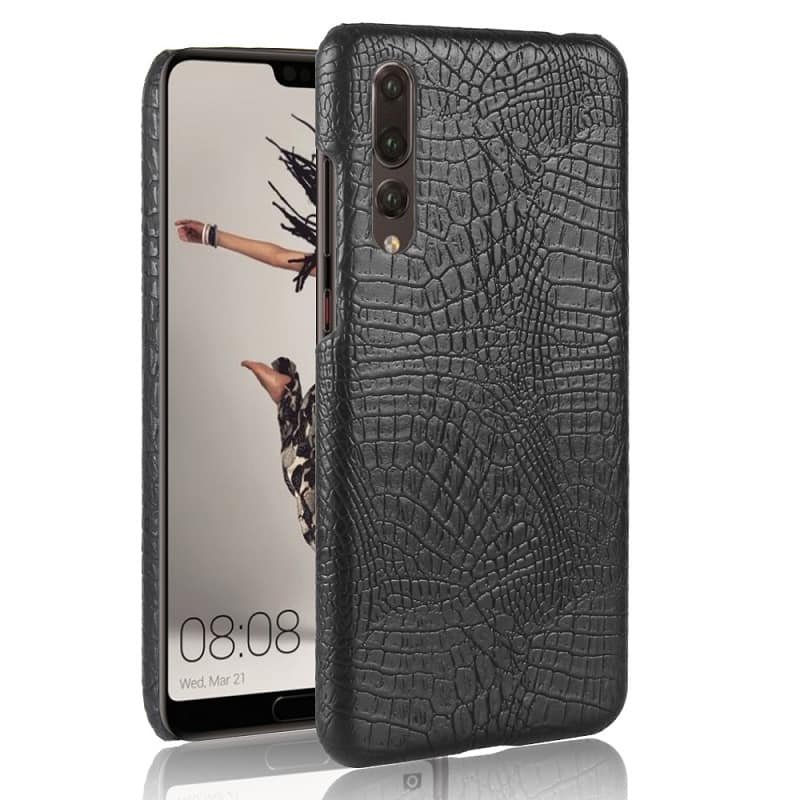 Funda carcasa cuero cocrodilo Negra Huawei P20