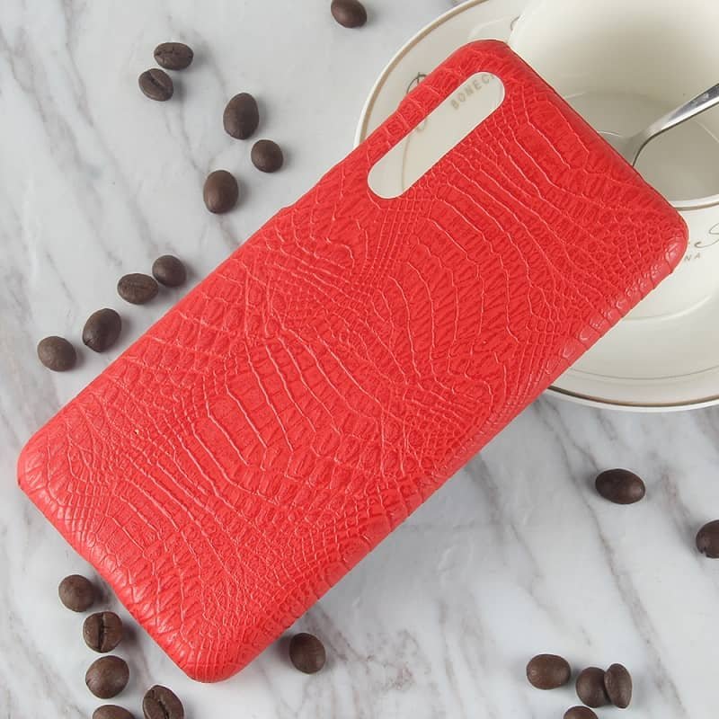 Funda carcasa cuero cocrodilo Roja Huawei P20 Pro