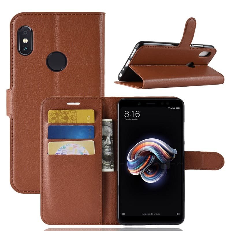 Funda Libro Xiaomi Redmi Note 5 Pro Soporte Marron.