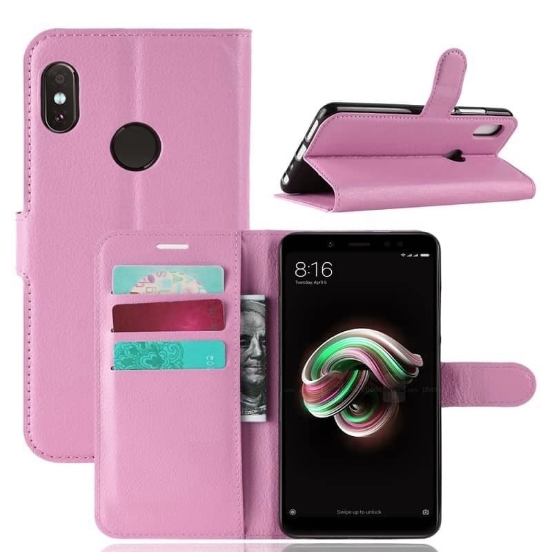 Funda Libro Xiaomi Redmi Note 5 Pro Soporte Rosa.