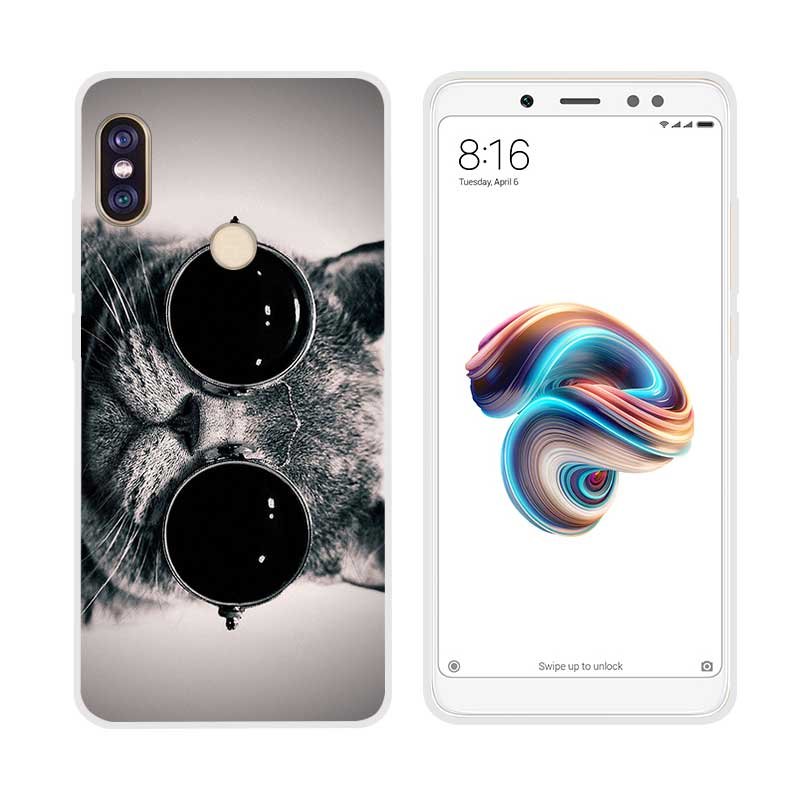 Funda Xiaomi Redmi Note 5 Pro Gel Dibujo Gato Con Gafas